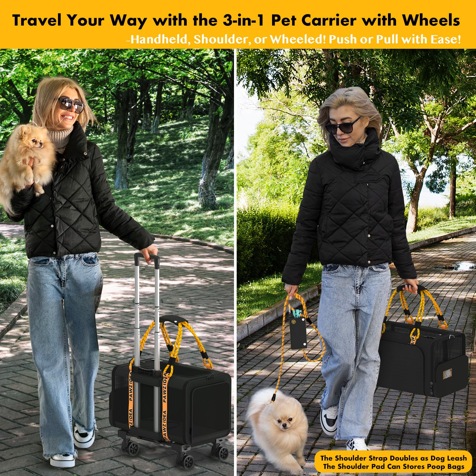 PAWZIDEA safety-leash-clip carrier helps secure pets during car rides and vet visits.