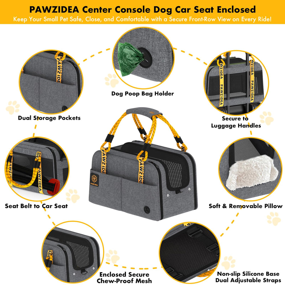 PAWZIDEA seatbelt attachment harnesses the carrier safely in the vehicle.