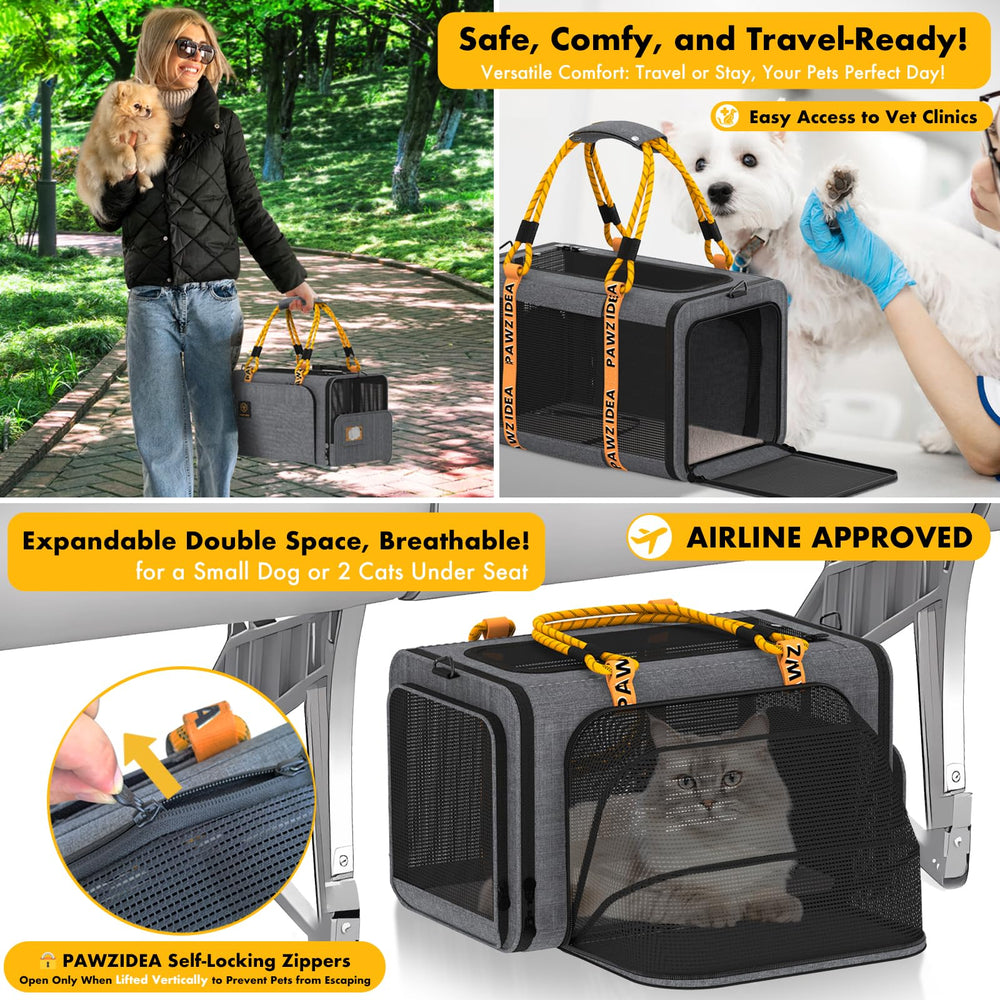 PAWZIDEA side-entry door enables quick entry during travel or vet visits