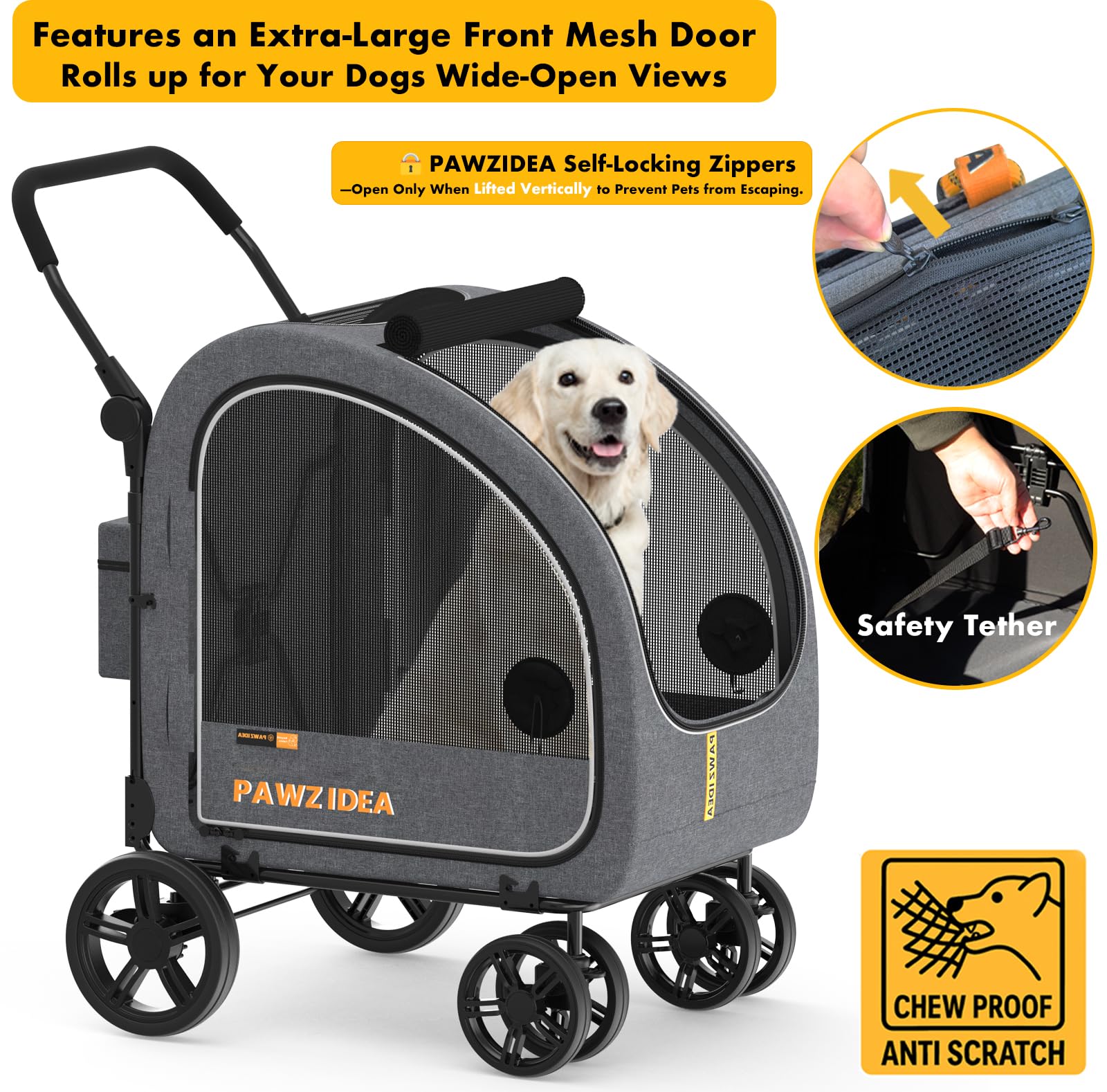 PAWZIDEA stroller folded compact for easy storage in trunk