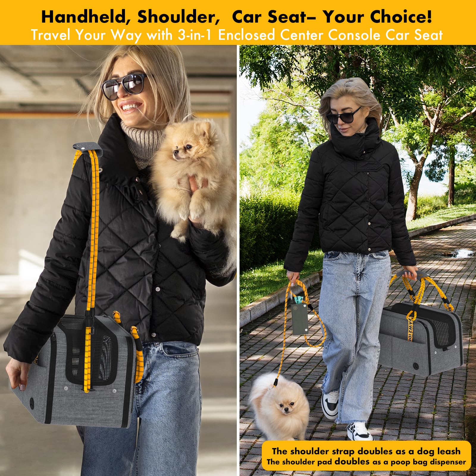 PAWZIDEA TSA-approved carrier fits under airplane seats for travel.