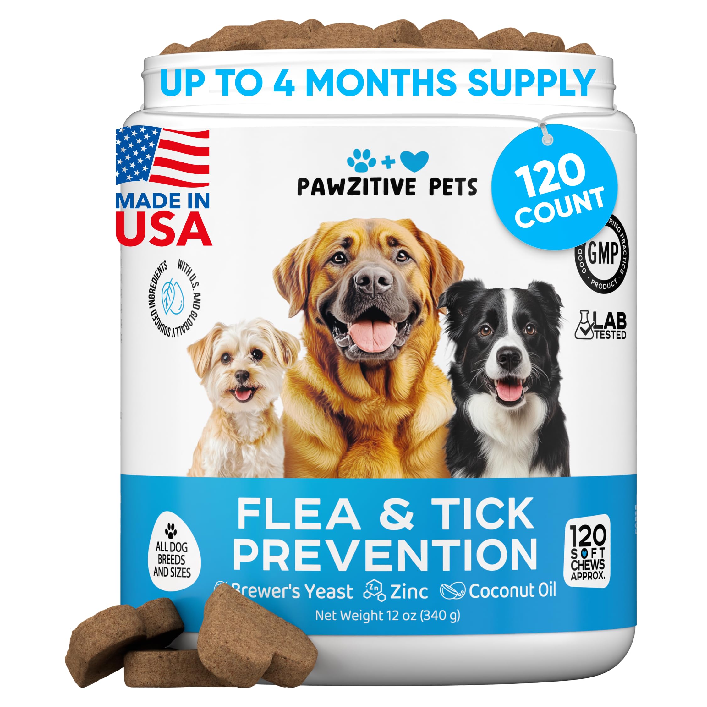 Pawzitive Pets chewable flea tick chews for dogs, convenient pest prevention in a tasty treat