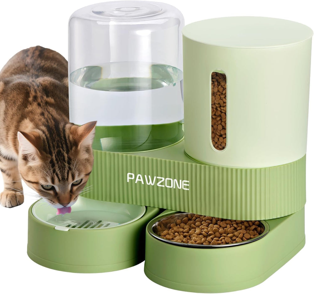 Pawzone 2-pack automatic cat feeder front view for easy meals.