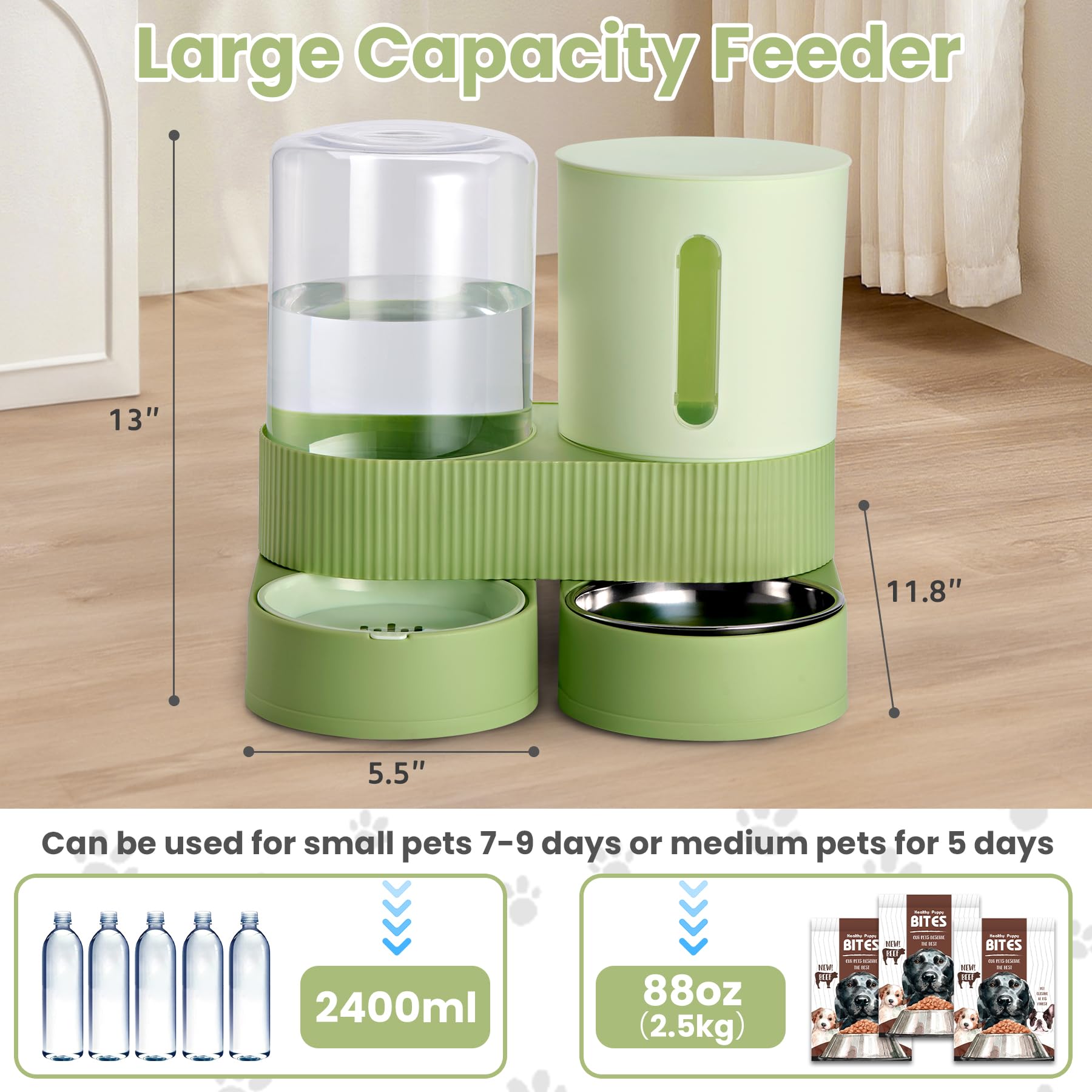 Pawzone 2-pack feeder side view showing large capacity.