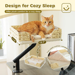 PAWZ Road cat desk bed plush edge padding cushions the lounging area.