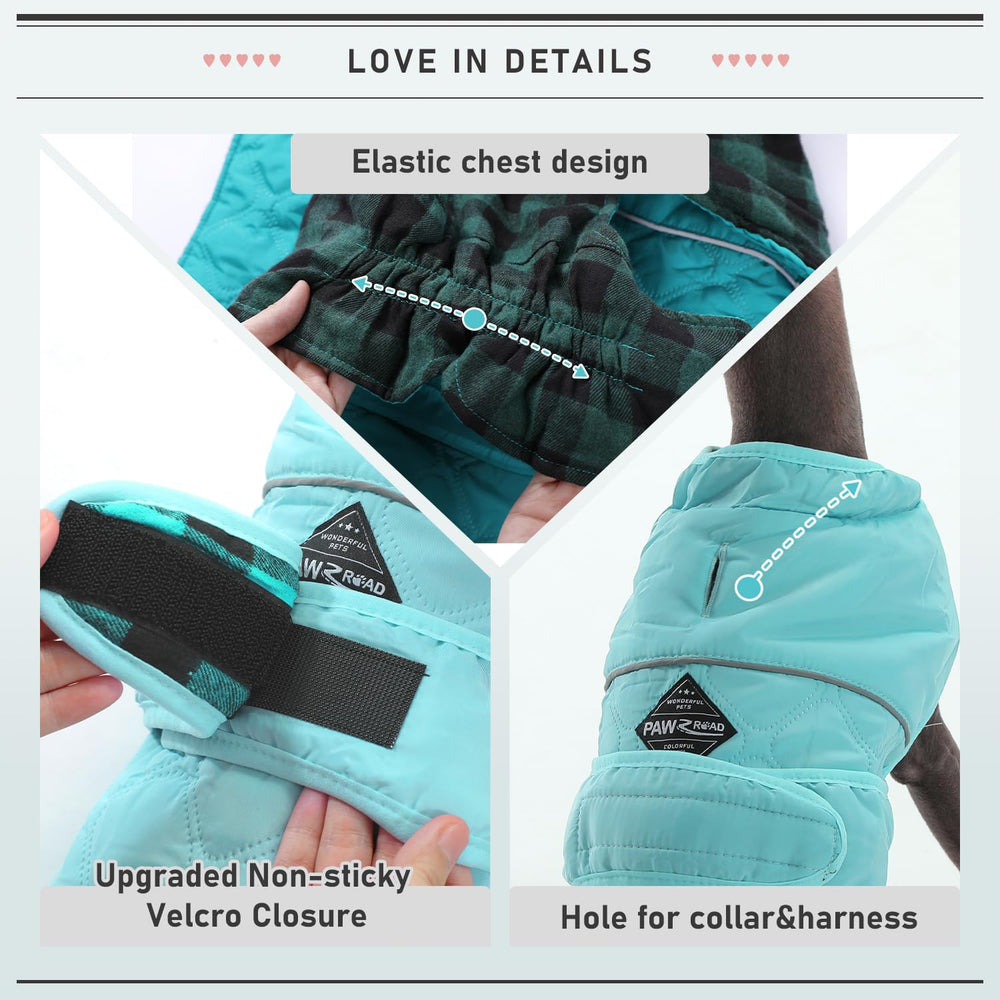 PAWZ Road reversible-style coat offers two looks for indoor comfort and outdoor activity.