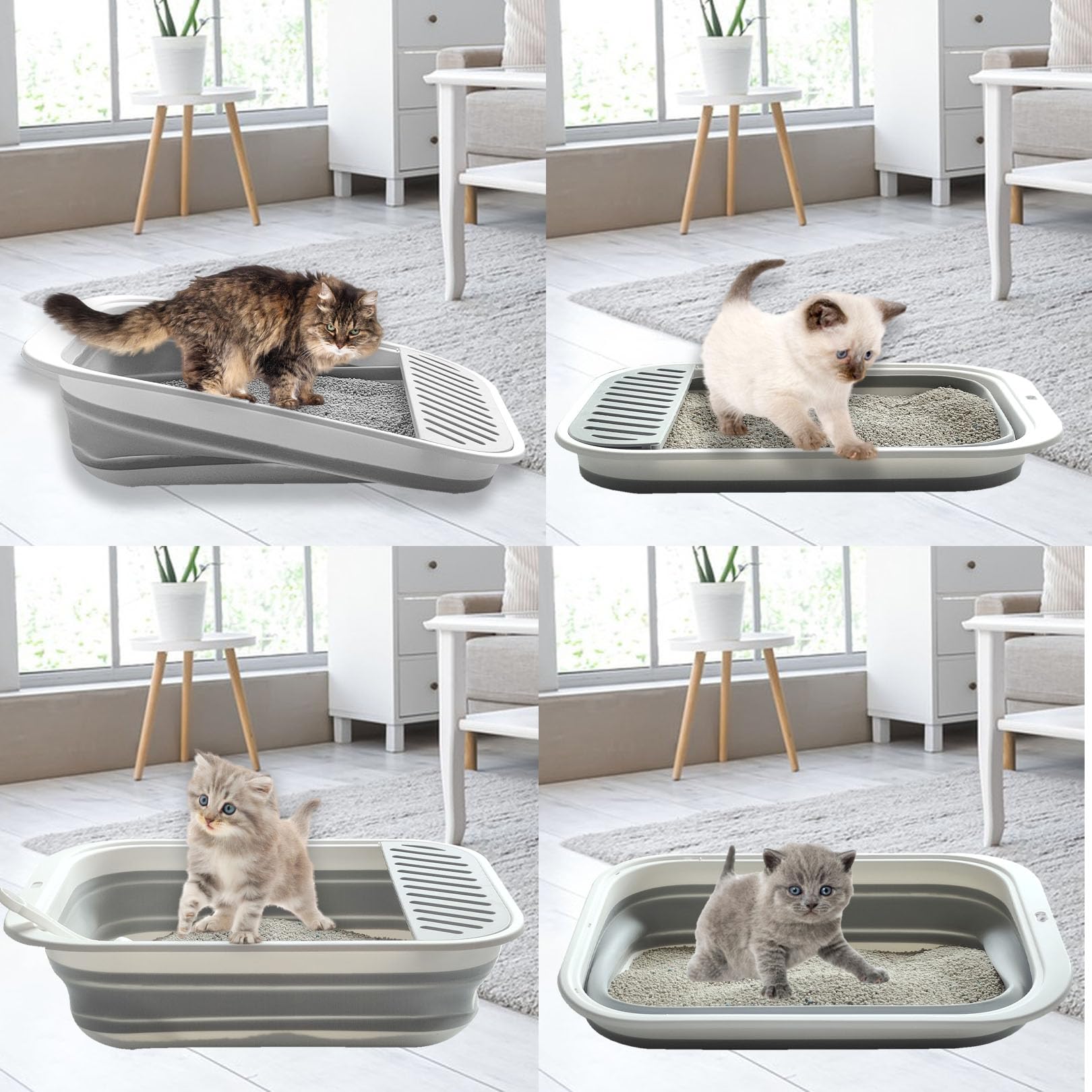 Paxlkuao stable-base cat toilet provides secure use for curious cats.