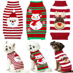 PAYHTOW Santa-pattern dog Christmas sweater for festive photos.