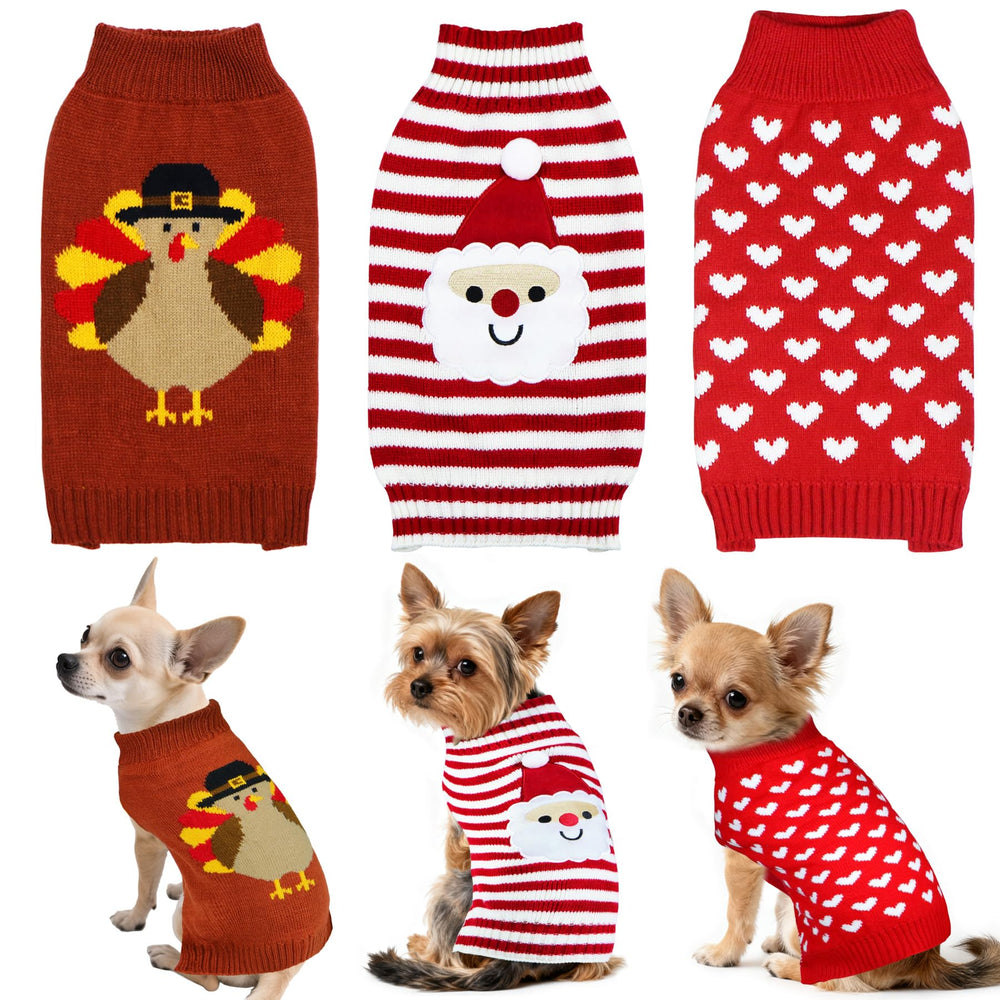 PAYHTOW turkey dog sweater in cozy brown knit for festive Thanksgiving warmth.