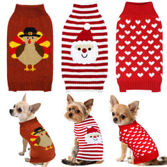 PAYHTOW turkey dog sweater in cozy brown knit for festive Thanksgiving warmth.
