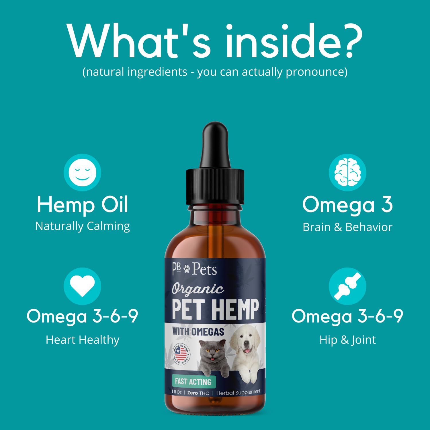 PB Pets Organic Hemp Oil dropper for easy daily dosing