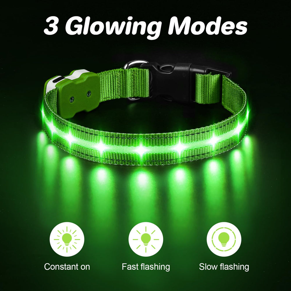 PcEoTllar LED dog collar with three flashing modes for versatile visibility.