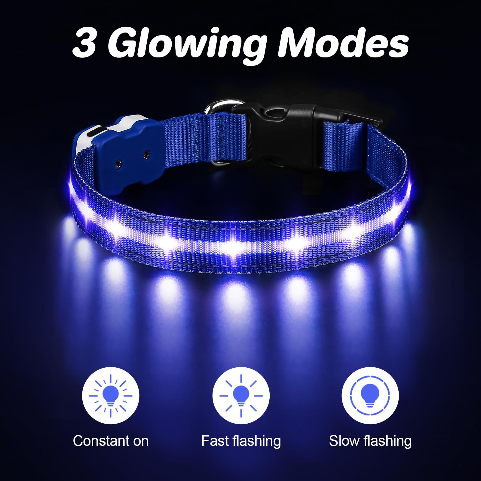 PcEoTllar light up dog collar blue close-up bright optical fiber for visibility