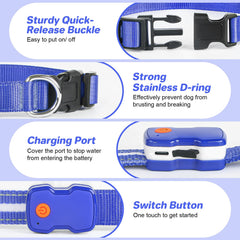 PcEoTllar light up dog collar blue quick-release buckle for easy fitting