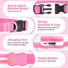 PcEoTllar light-up dog collar pink recharge indicator for quick charging.