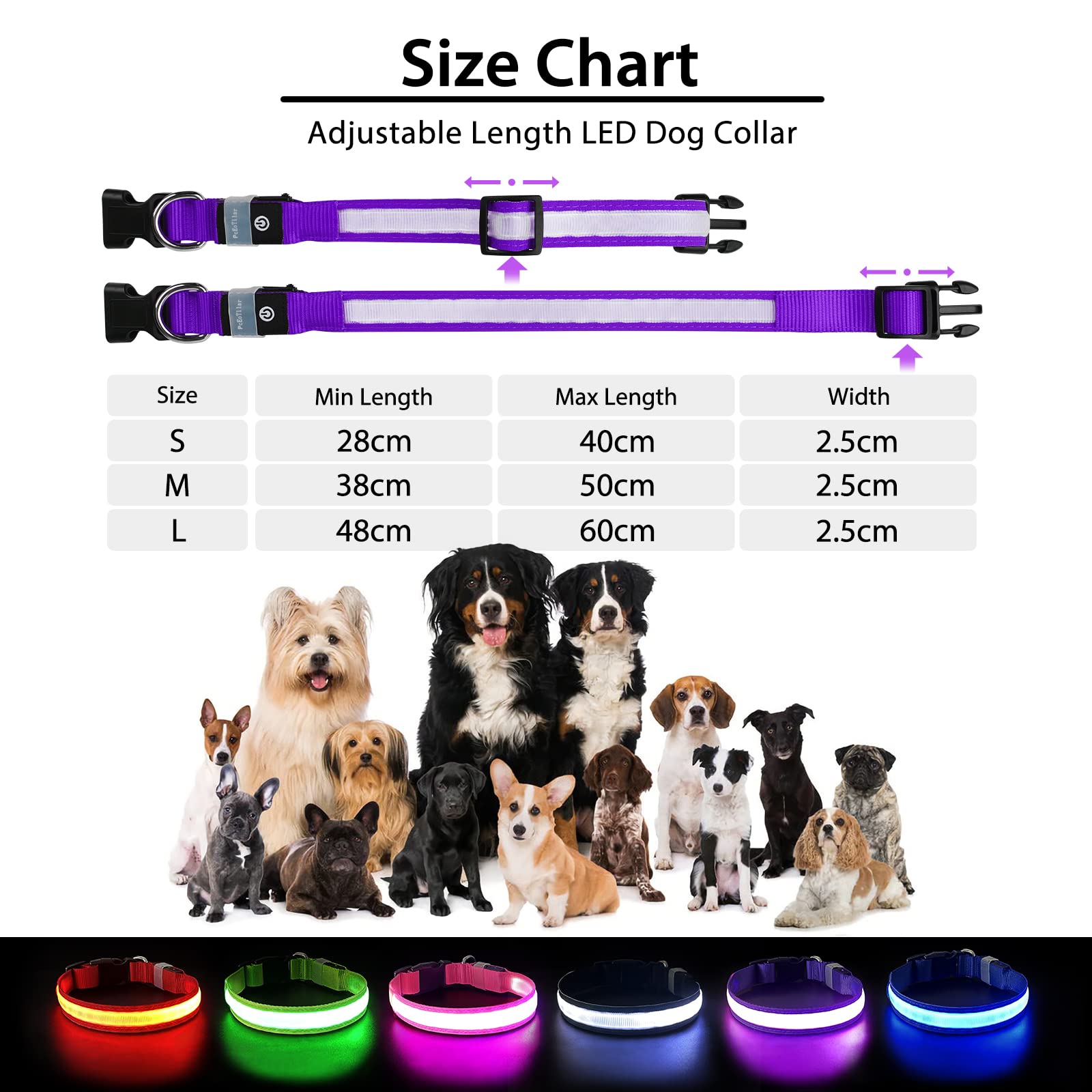 PcEoTllar light up dog collar quick-release buckle for easy on and off