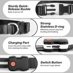 PcEoTllar light up dog collar side view with adjustable strap for fit