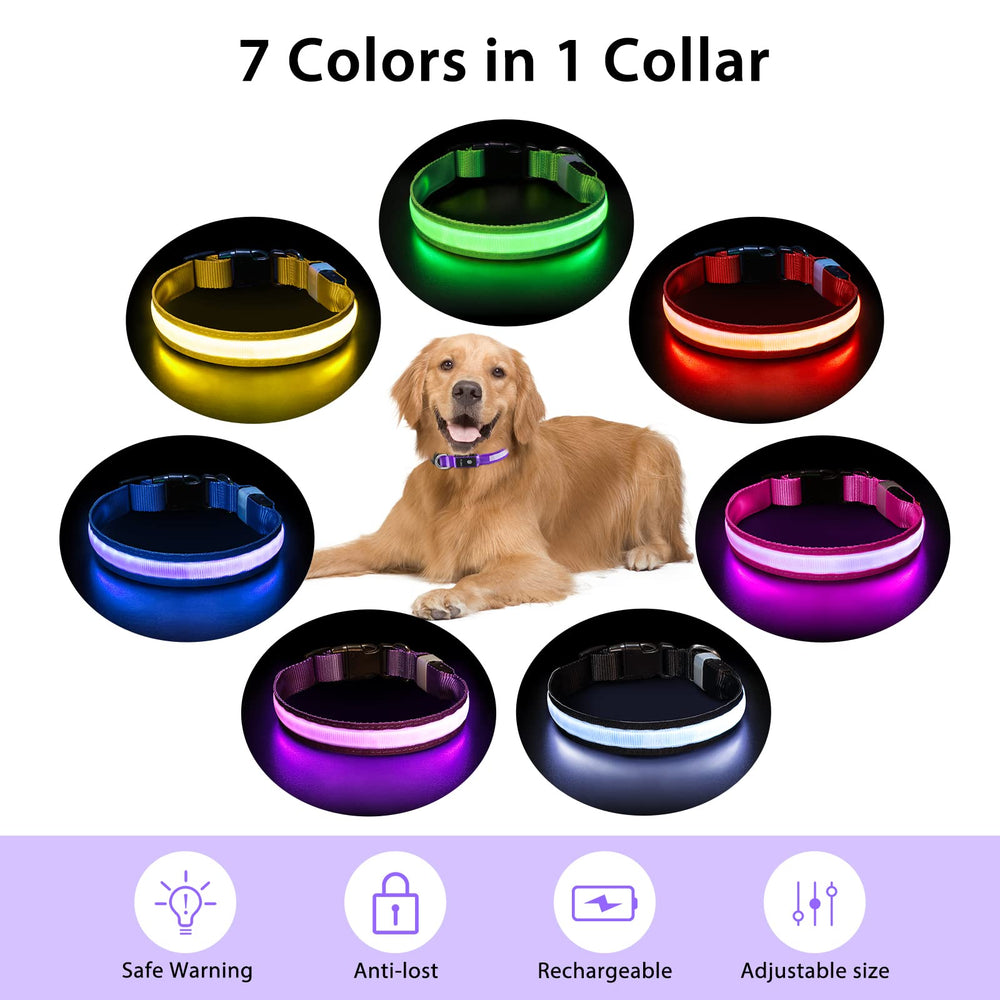 PcEoTllar light up dog collar waterproof for swimming and splashes during playtime