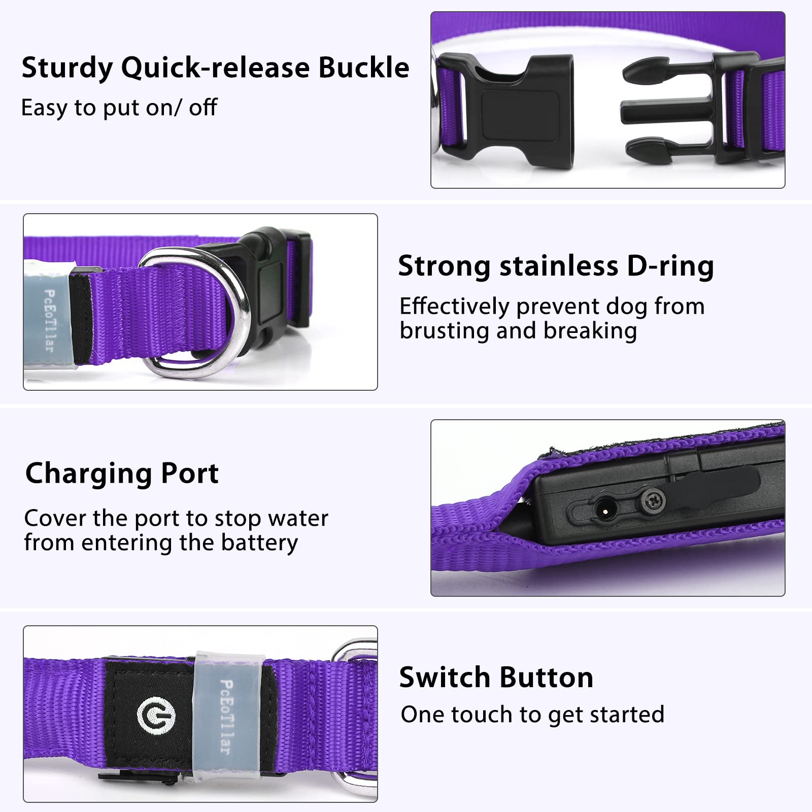PcEoTllar waterproof rechargeable collar glow during swimming and water play.
