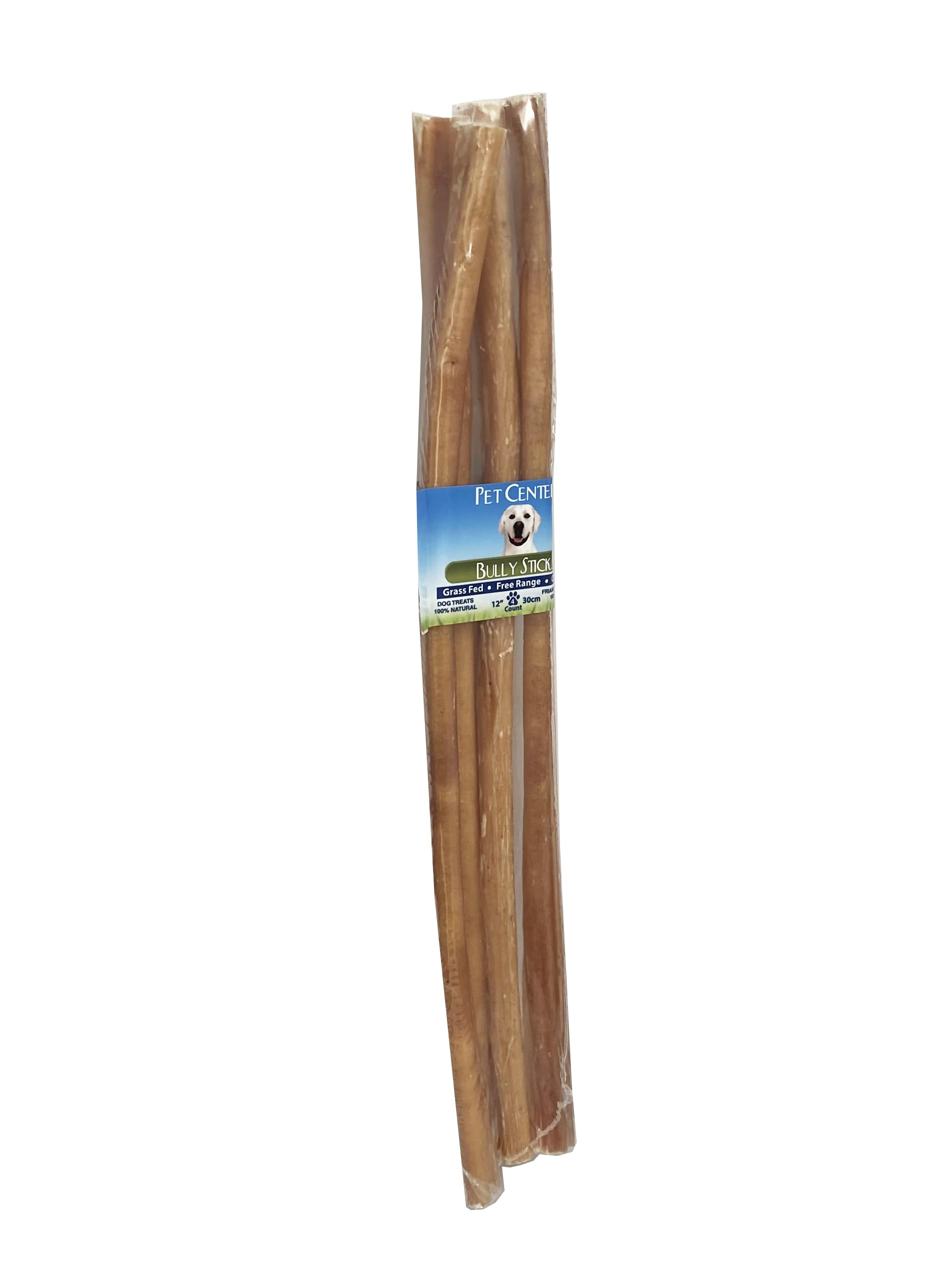 PCI Bully Sticks 4ct 12in front view, premium natural dog treats for chewers