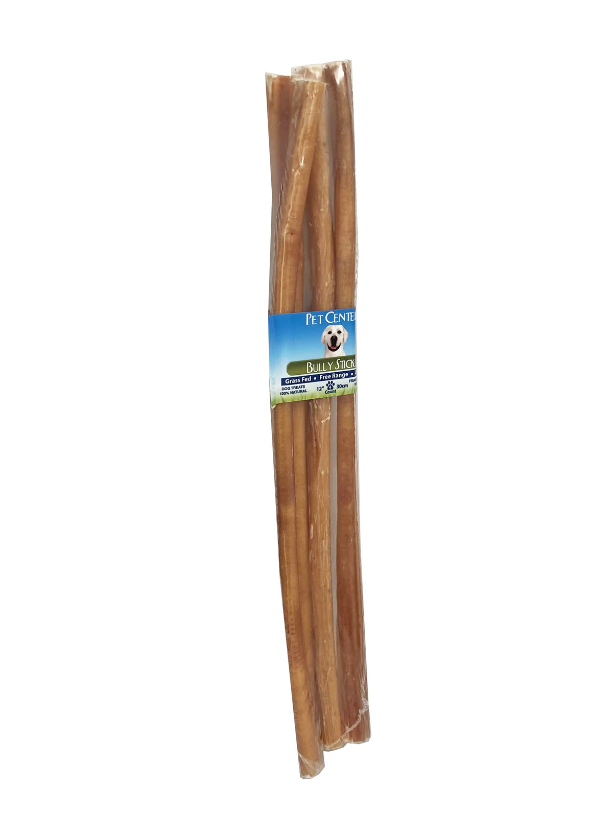 PCI Bully Sticks 4ct 12in front view, premium natural dog treats for chewers