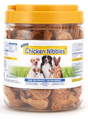 PCI Chicken Nibbles two 1lb containers highlight simple, high-protein dog treats for training