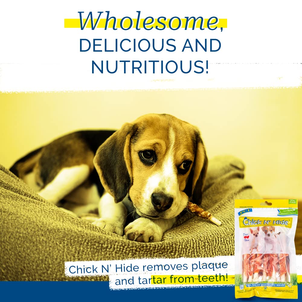 PCI Pet Center Chick n' Hide dog chew action encourages interactive play and dental care