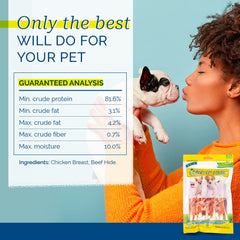 PCI Pet Center Chick n Hide dog chews closeup offering protein and flavor.