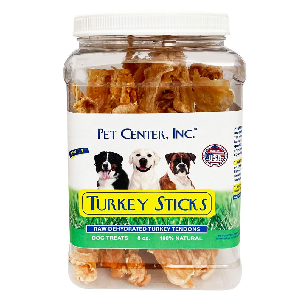 PCI Pet Center Turkey Sticks canister front view; premium all-natural treats