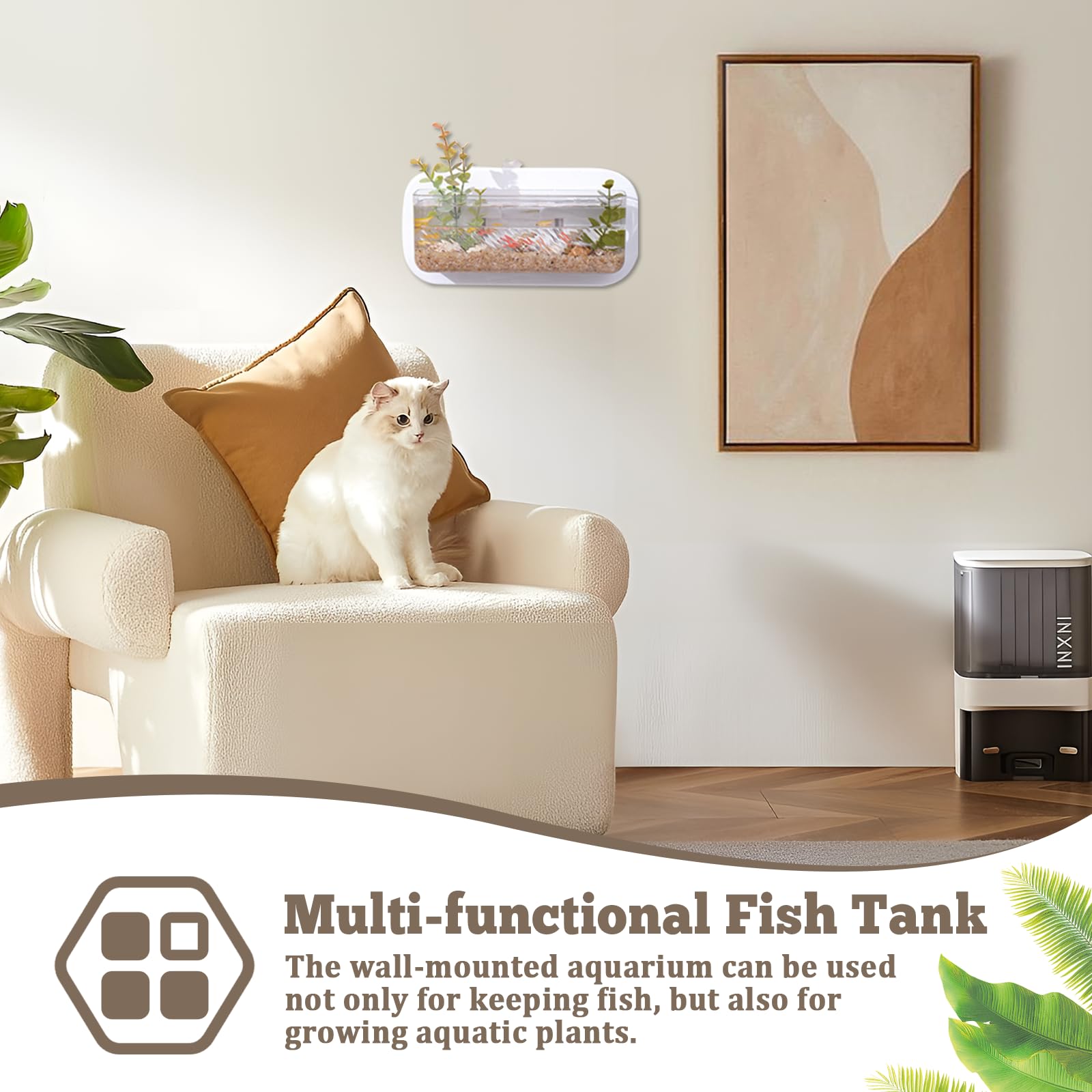 Pcmursal multi-use aquarium for aquatic plants or moss balls enhances decor.