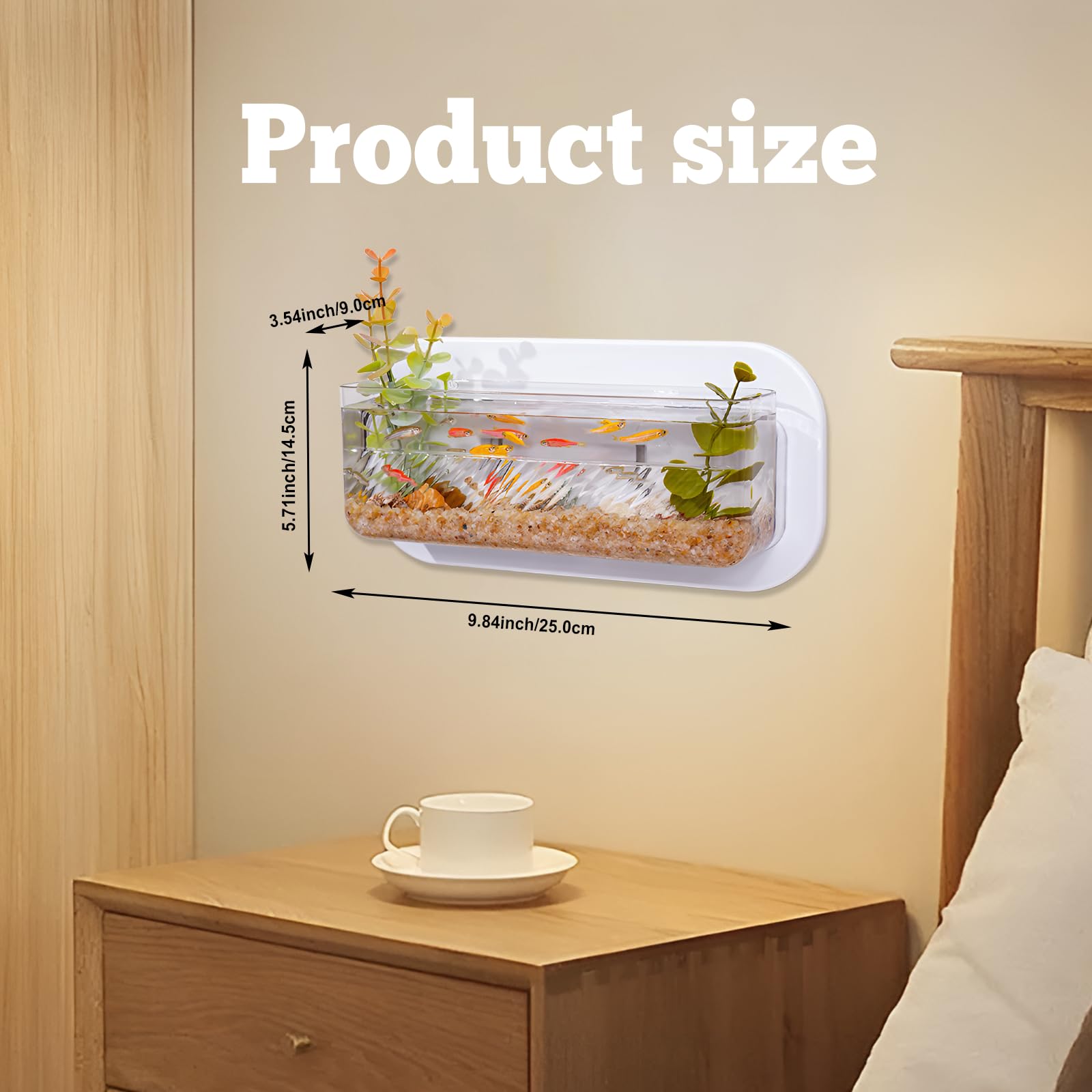 Pcmursal wall-mounted fish tank frameless view emphasizes elegant space-saving display.