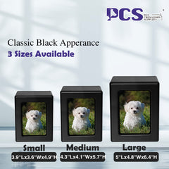 PCS Pet Urns for Dogs large urn shows dimensions and fit for up to 85 lbs.
