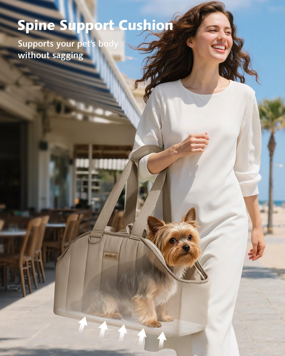Pecute Dog Purse Carrier bottom protection features anti abrasion pads.