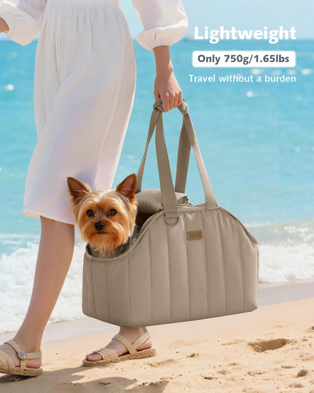 Pecute Dog Purse Carrier inside cushion provides soft cozy comfort.