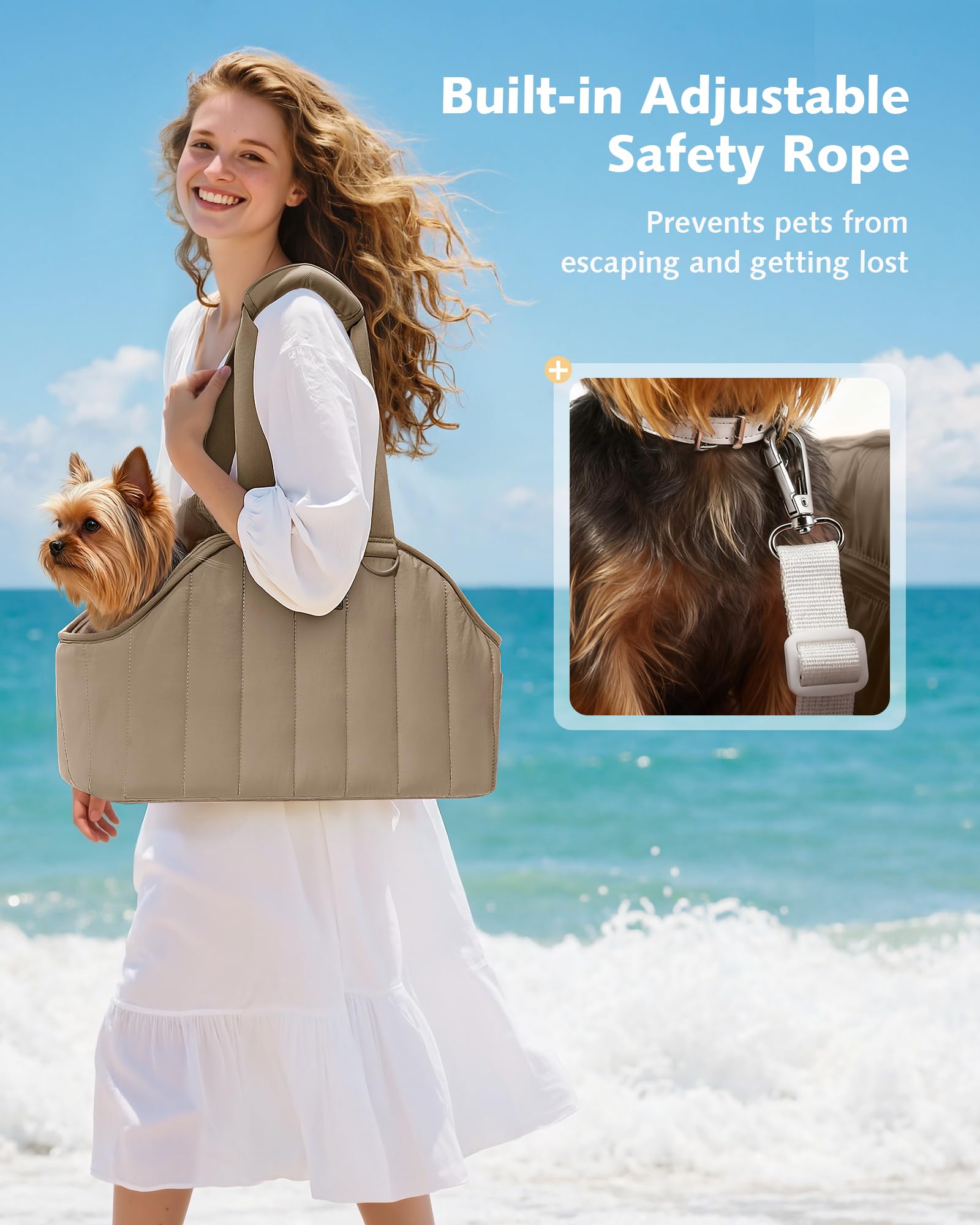 Pecute Dog Purse Carrier large pockets offer convenient storage for supplies.
