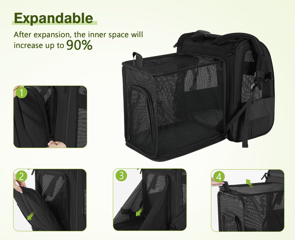 Pecute expandable pet carrier suitable for cats and small dogs on trips