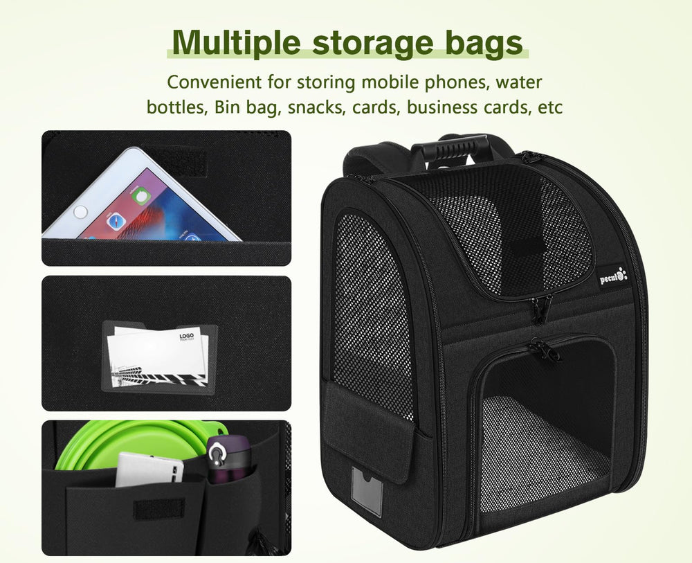 Pecute side pockets store essentials like food and poop bags