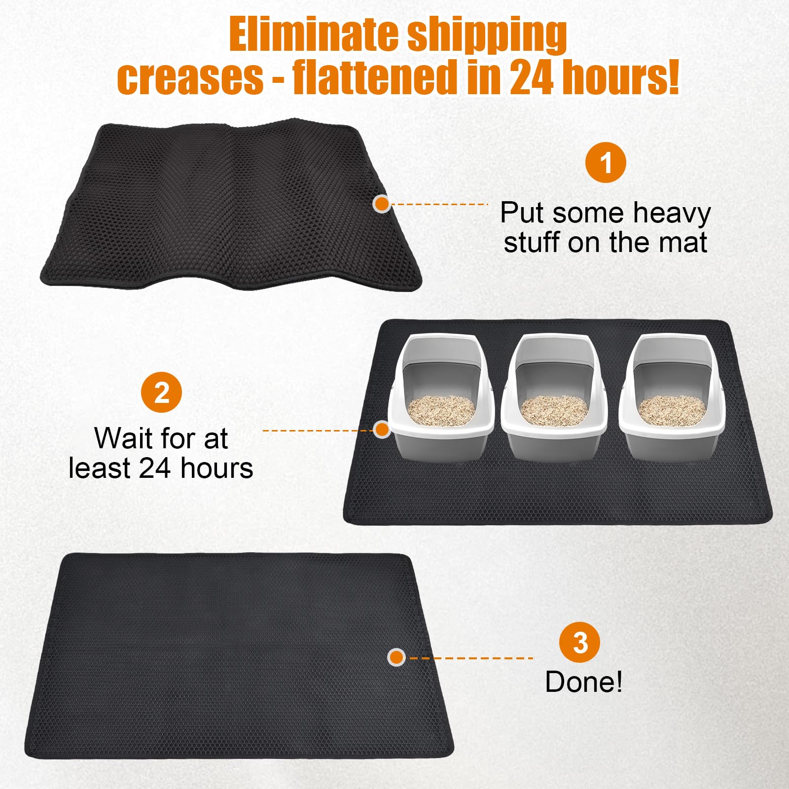 PCYIS Cat Litter Mat soft EVA surface is paw-friendly and comfortable