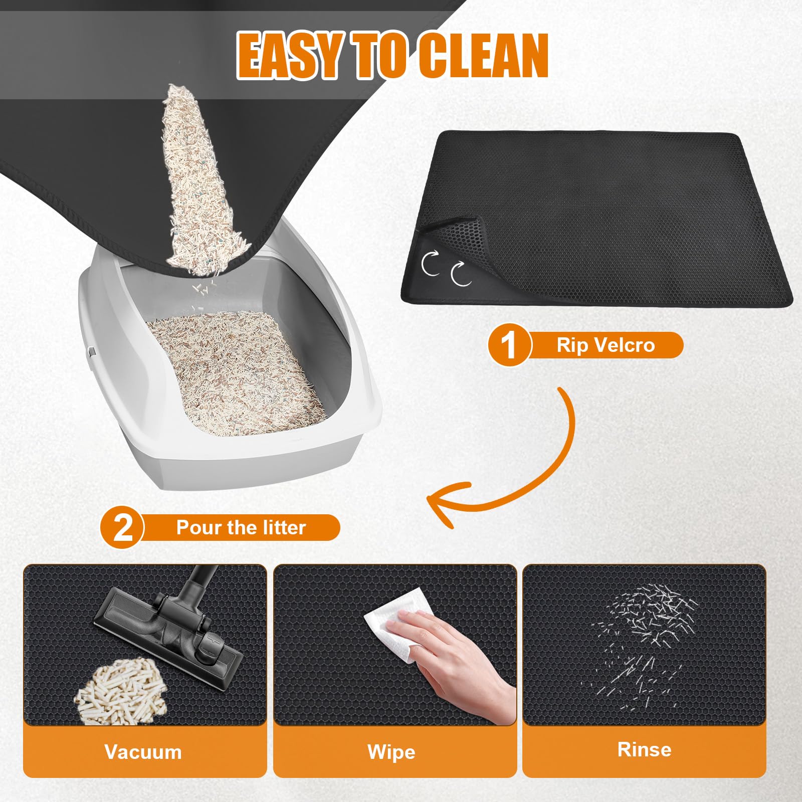 PCYIS Cat Litter Mat urine-proof bottom protects floors from spills
