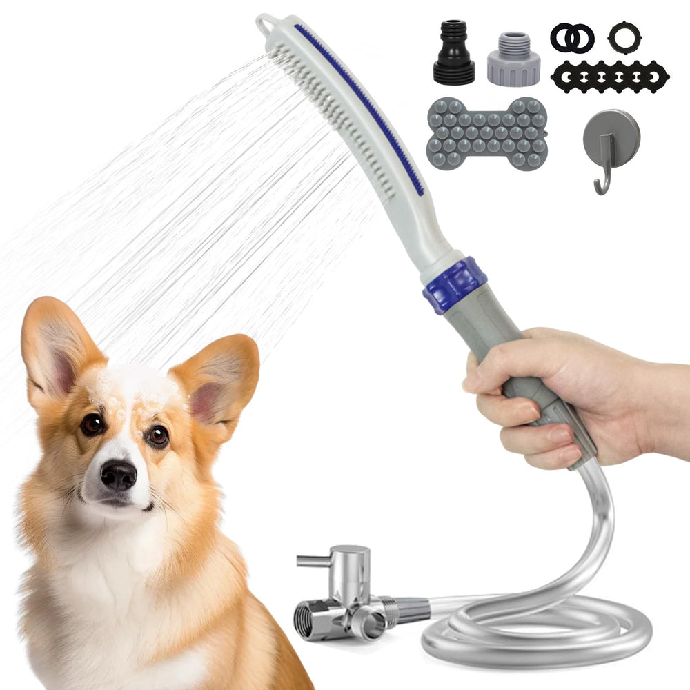 PCYIS dog shower attachment wand delivers powerful, wide spray for fast baths.