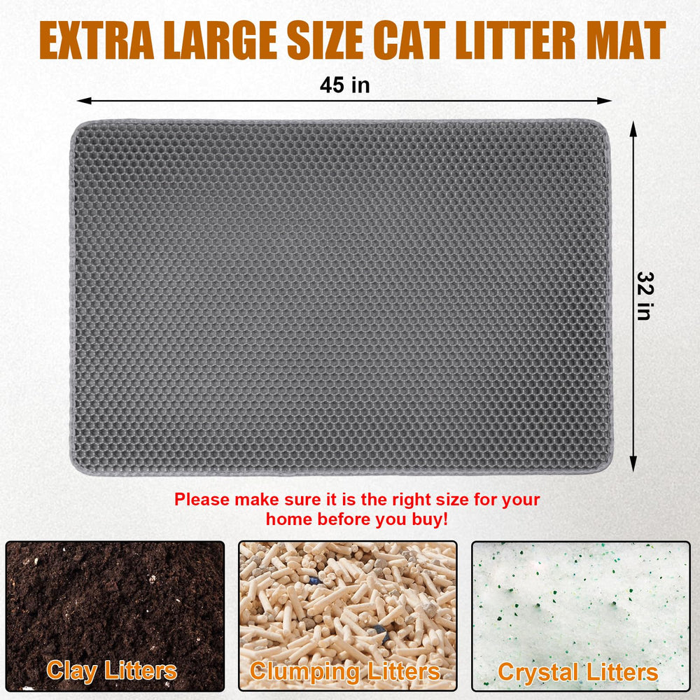 PCYIS XL Cat Litter Mat honeycomb layer traps litter as cats exit the box.