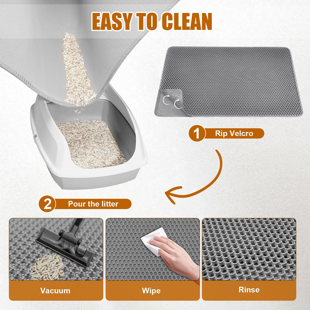 PCYIS XL Cat Litter Mat non-slip bottom prevents shifting during use.