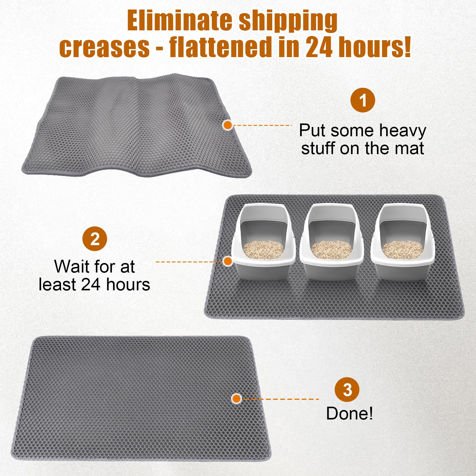 PCYIS XL Cat Litter Mat soft mesh design feels comfortable for cats.
