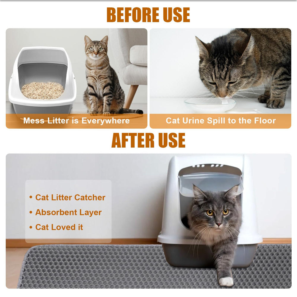 PCYIS XL Cat Litter Mat waterproof and urine-proof to protect flooring.