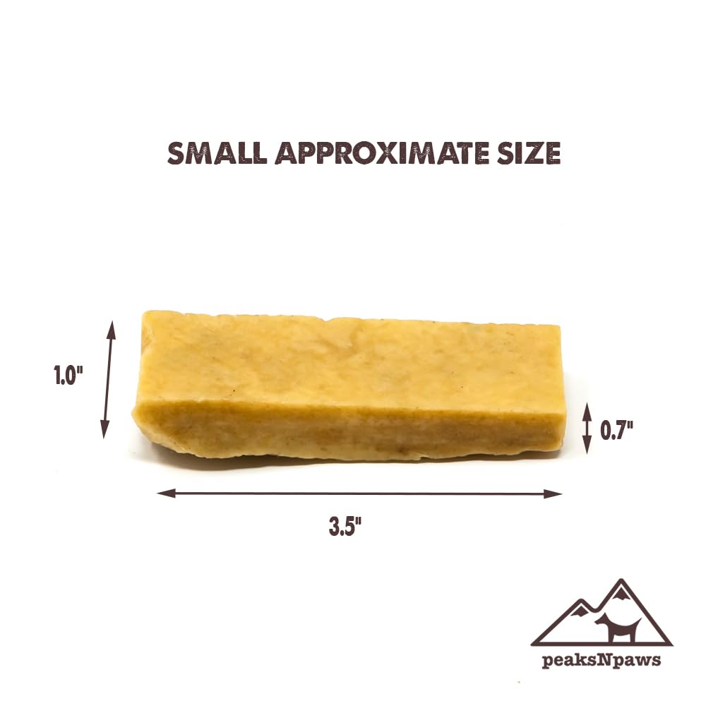 Ingredients of peaksNpaws Yak Cheese Himalayan dog chews emphasizing lactose-free dairy snack.
