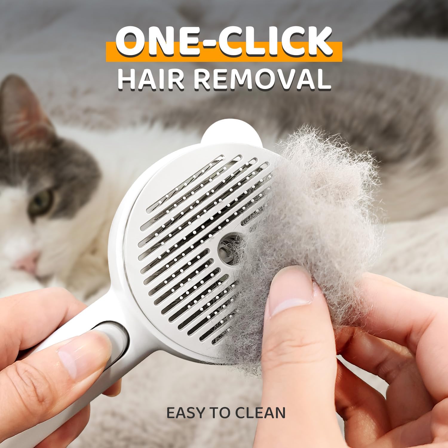 Pecait Cat Steam Brush all-coats photo shows versatile use on long and short hairs.