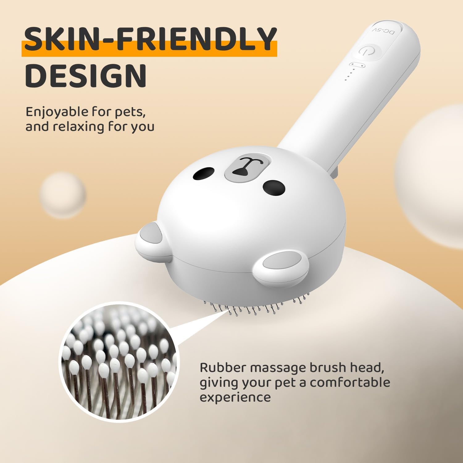 Pecait Cat Steam Brush bath-time-use frame captures wet grooming during bath sessions.