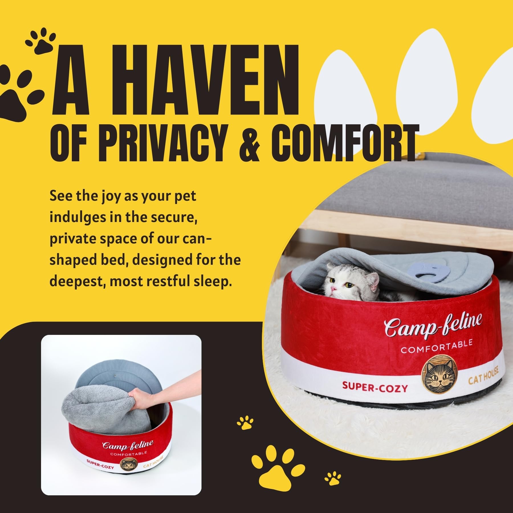 PECHVINO compact bed dimensions 19.6 by 19.6 by 7.8 inches for small pets.