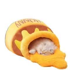 PECHVINO Honey Pot Cat Bed cat sleeping peacefully on plush warm nest