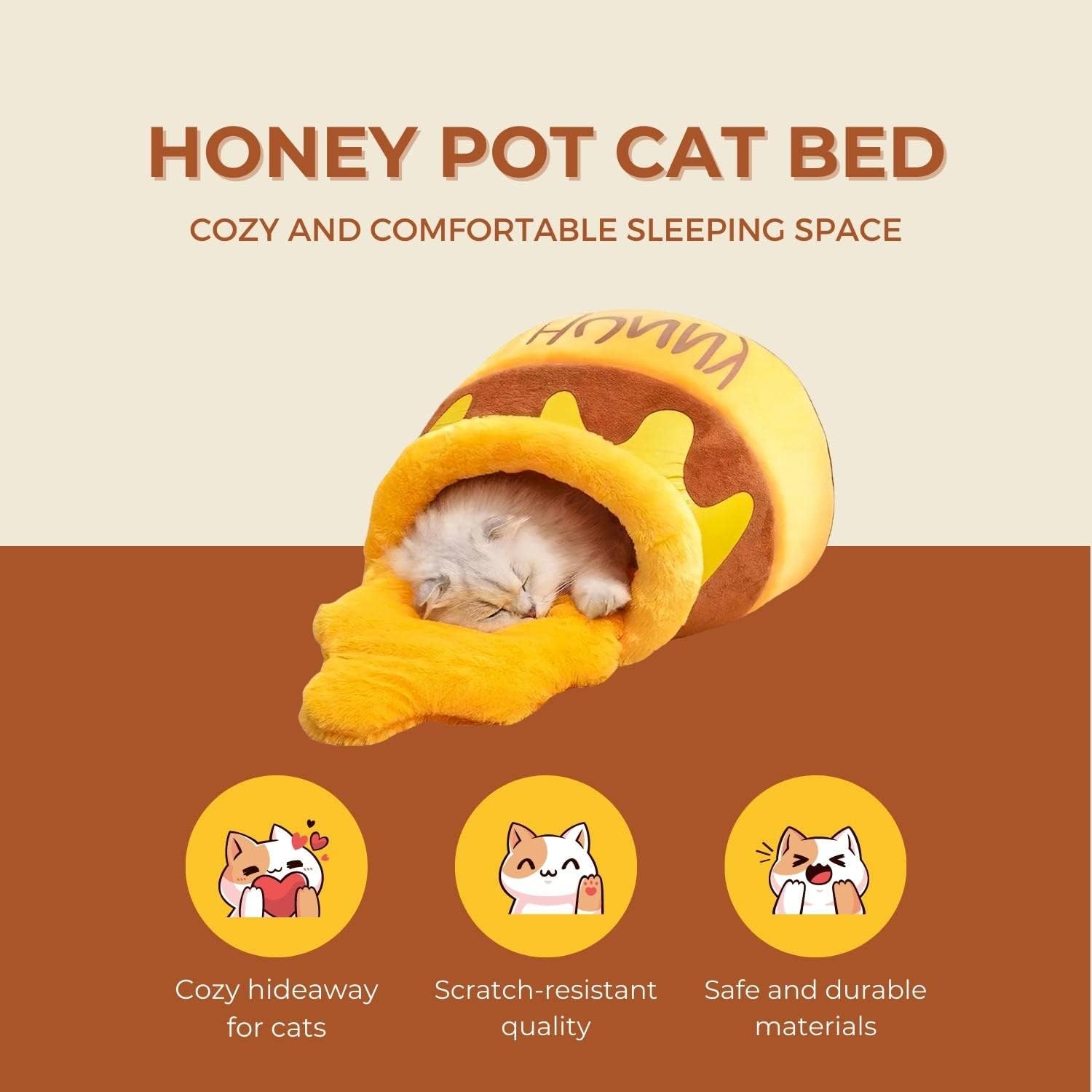 PECHVINO Honey Pot Cat Bed removable cushion for easy cleaning